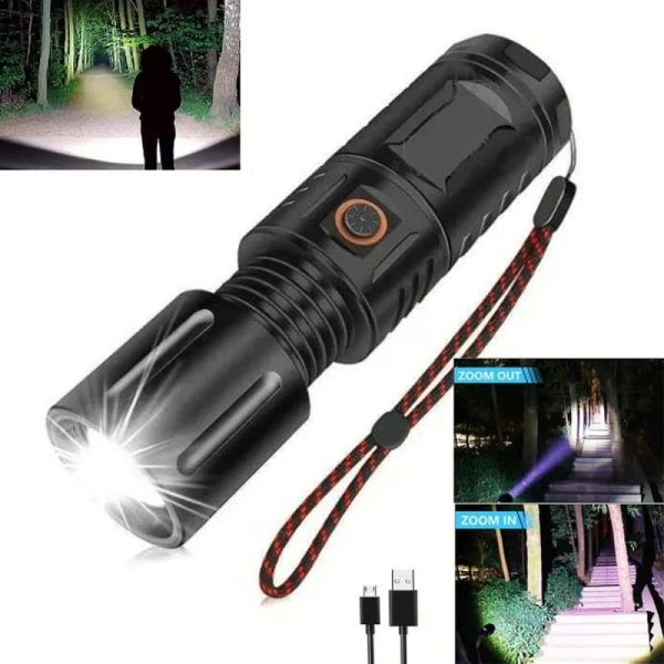 White Laser High Power Magnetic Flashlight Super Bright Long Range USB Rechargeable Waterproof Torch