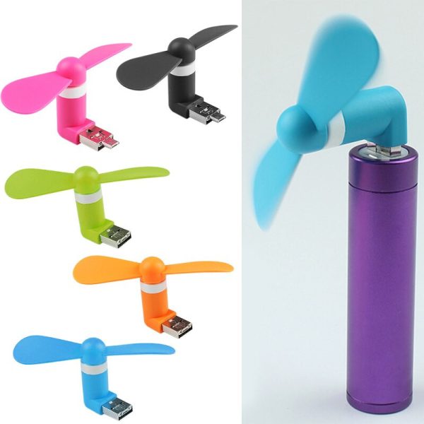 2 in 1 Mini Portable USB Micro USB Mobile Phone Fan