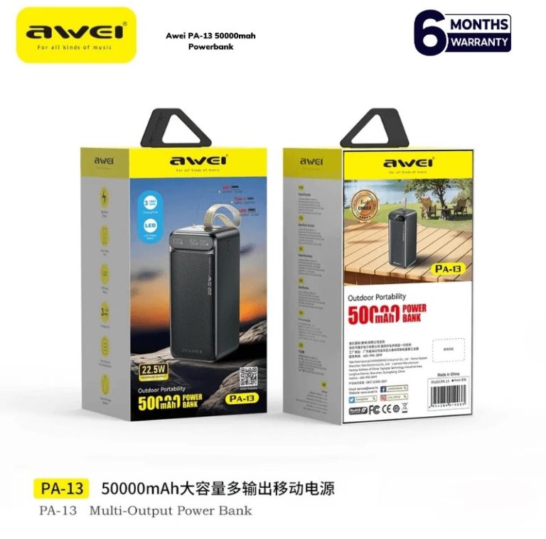 AWEI PA-13 50000mAh 22.5W Fast Charging Power Bank