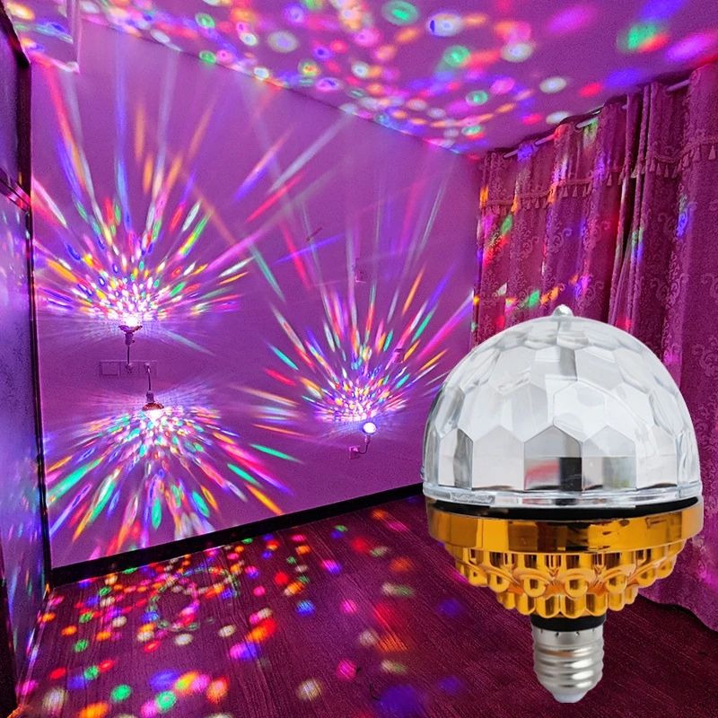 Rotating RGB Bulb Lamp Magic Ball DJ Light E27