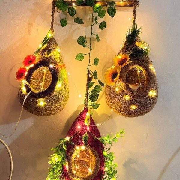 অরিজিনাল বাবুই পাখির বাসা সেট মাল্টিকালার লাইট সহ