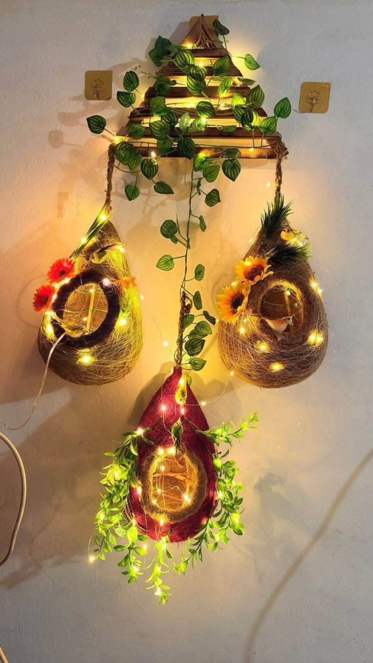 অরিজিনাল বাবুই পাখির বাসা সেট মাল্টিকালার লাইট সহ